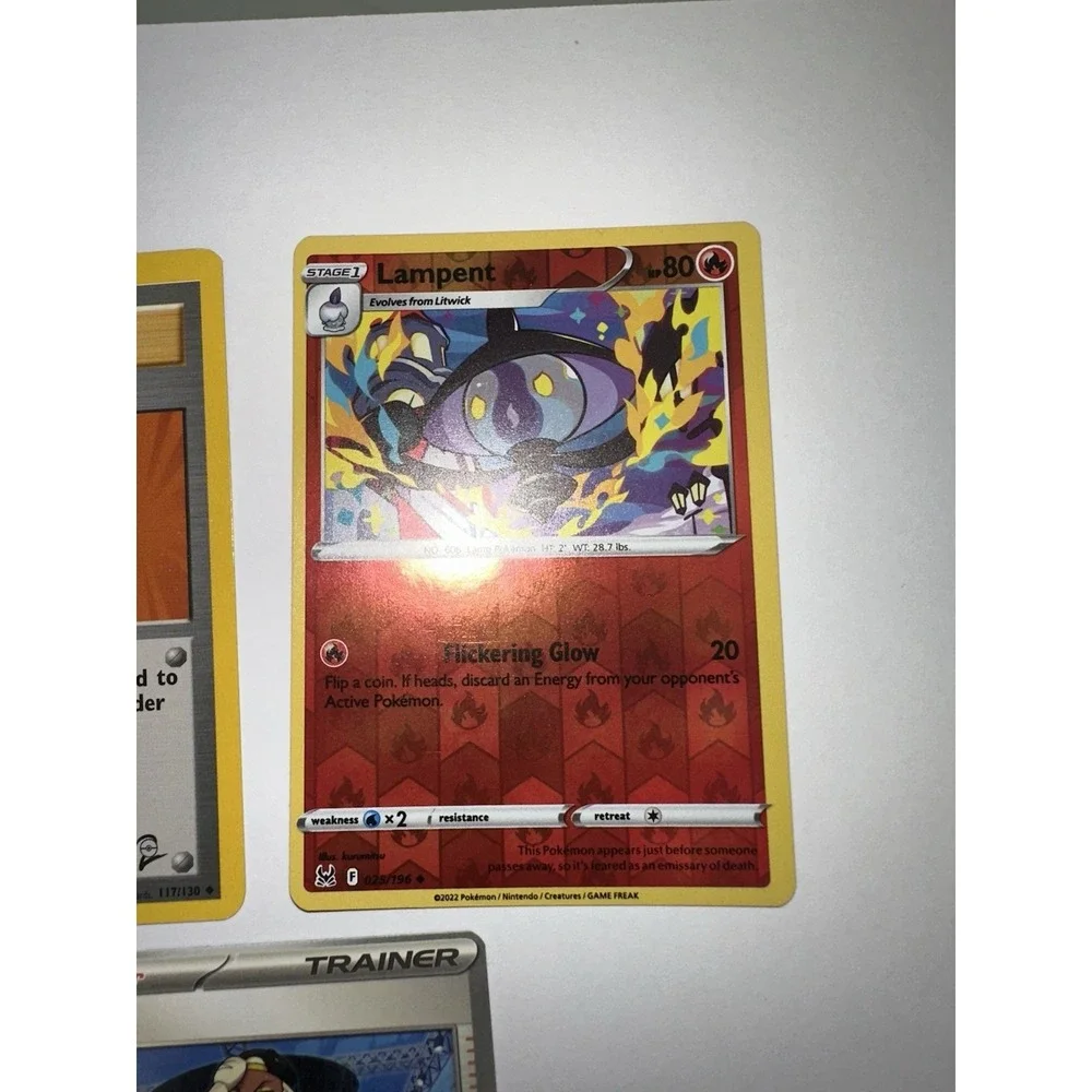 3 miscut / misprint pokemon cards ryme, super potion,‎ lampent, lp-dmg